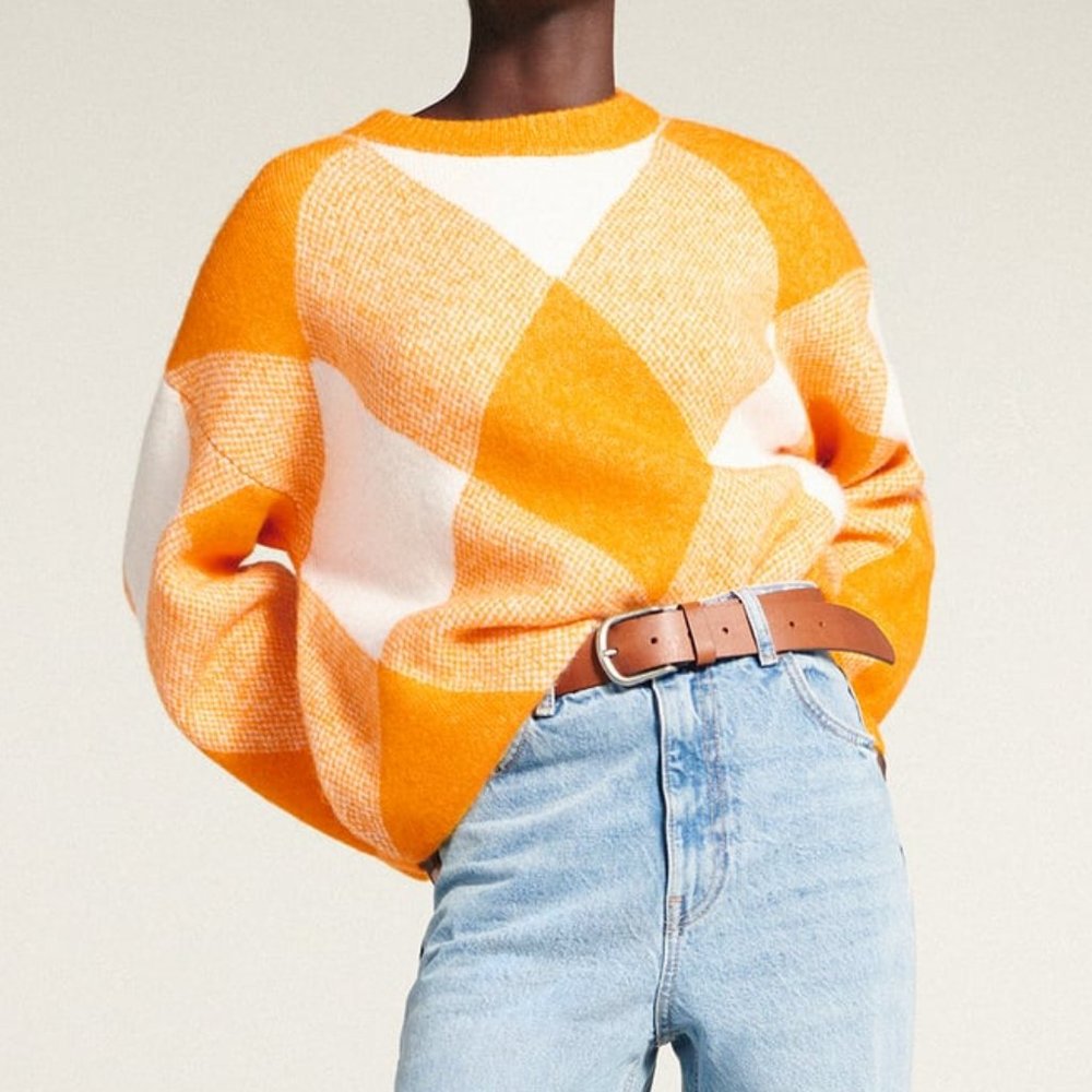 Zara Argyle Jacquard Knit Sweater - Picture 7 of 8